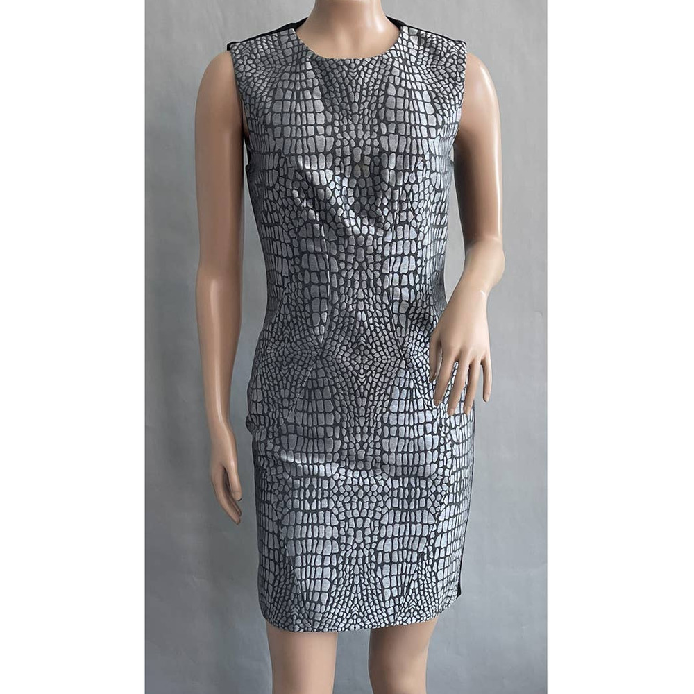 Diane Von Furstenberg Dress Women 2 Pentra Alligator Sheath Nightfall Silver